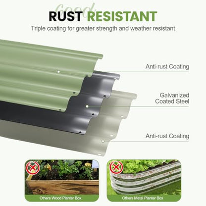 G GOOD GAIN 2Pcs Raised Garden Beds Galvanized, Planter Boxes Kit, Oliver - color: Oliver Green, size: 4×2×1ft (2 Pack)