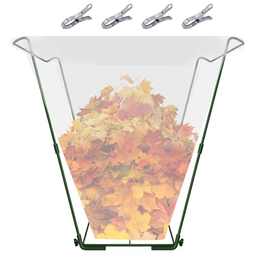Outdoor Metal Leaf Bag Holder Stand, Fits 30-45 Gal Garbage Bags, Portable - color: Green