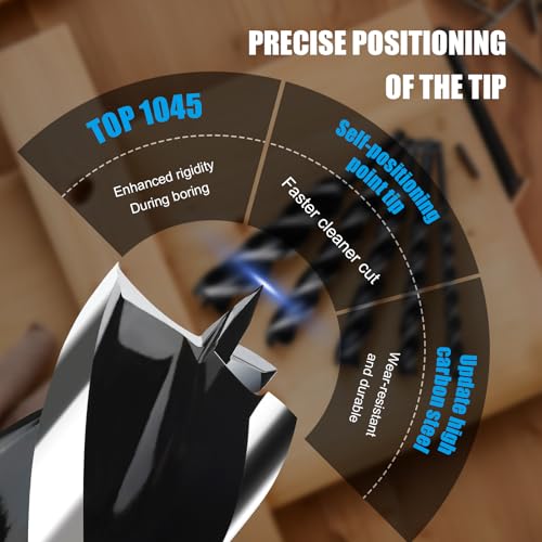 1-1/4" x 10" Auger Drill Bit for Wood,Hex Shank Tri Flute Drill Bit - size: 1-1/4"x10"