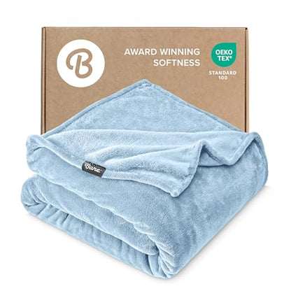 Bare Home Fleece Blanket Luxury Microplush (Full/Queen, Light Blue) - color: 08 - Light Blue, size: Full/Queen
