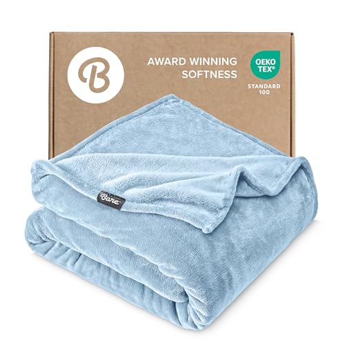 Bare Home Fleece Blanket Luxury Microplush (Full/Queen, Light Blue) - color: 08 - Light Blue, size: Full/Queen