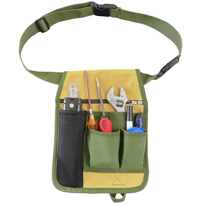 Heavy-Duty Garden Tool Belt Pouch, Multi-Pocket Canvas Utility Waist Bag with Adjustable Strap, Waterproof Tool Fanny Pack for Gardening, Carpenter, Electrician, DIY Work