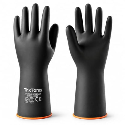 ThxToms Chemical Resistant Gloves, 28 Mil Heavy Duty Latex, 14 Inch, 1 Pair - color: 14"