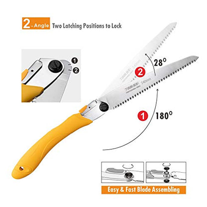 9.45" SK5 7TPI Folding Saw for Camping Hiking Garden - size: 9.45Inch-Yellow
