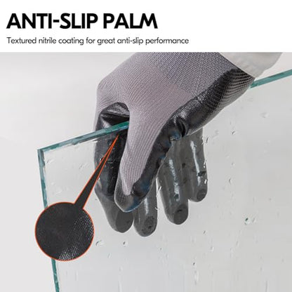Vgo... 10Pairs Non-Slip Safety Work Gloves,Nitrile Coated (NT2110,L) - color: Gray, size: Large