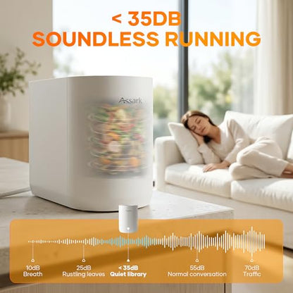 Smart 5L Electric Composter for Kitchen, Large Countertop Compost Bin with Carbon Filter & Auto-Cleaning,One-Touch Start, Smart Humidity-Sensing LED Display,Visible Window Odorless Low Noise