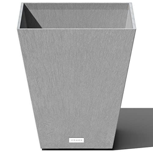 Veradek Pure Series Nobleton Planter - Tapered Square Outdoor Planter - color: Gray, size: 18 inch