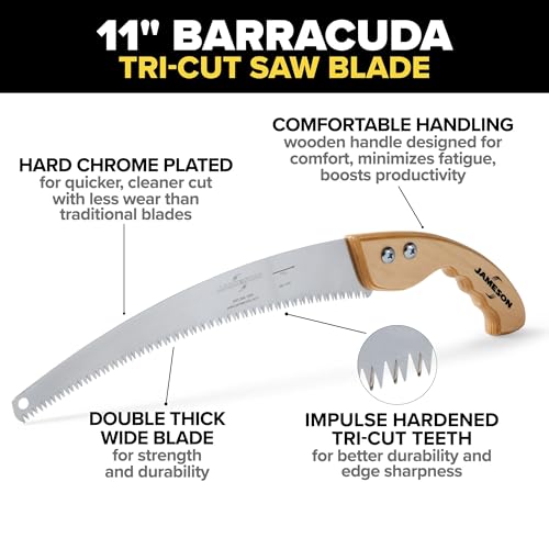 Jameson HS-13TE-WH 13" Tri-Cut Hand Saw with Wood Handle – Professional-Grade Pruning Saw for Clean, Precise Cuts