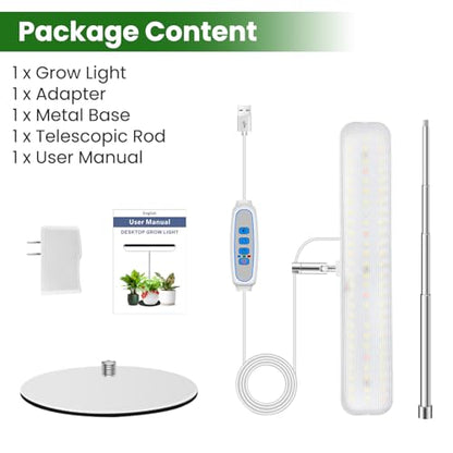 Aumtrly Plant Lights for Indoor Growing, 26 Inch White Grow Light with Base - size: 1 Pack/white