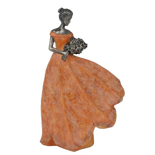 Guichifun Fairy Statue Orange Leaf Angel Girls 7.5 x 4.5 x 11.5 Inch - color: Orange-flower, size: Large