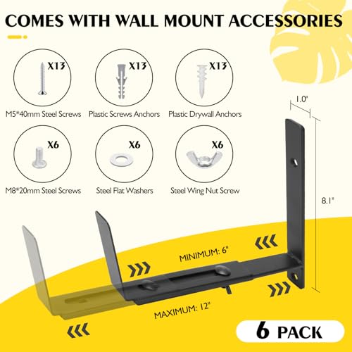 LukLoy Adjustable Window Box Brackets, 6 Pack Planter Box Brackets, Black - size: 6 pack-black