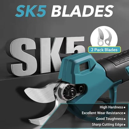 Electric Pruning Shears Cordless for Gardening - 1.2" Cutting Diameter Battery Powered Pruner with LCD Display & 2 Rechargeable Batteries, Brushless Power Pruner Heavy Duty for Tree Branch - style: Blue-30mm