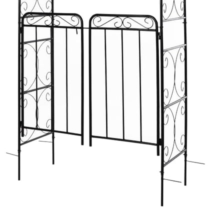 Outsunny 84" Garden Arch Arbor with Gate Metal for Climbing Vines Black