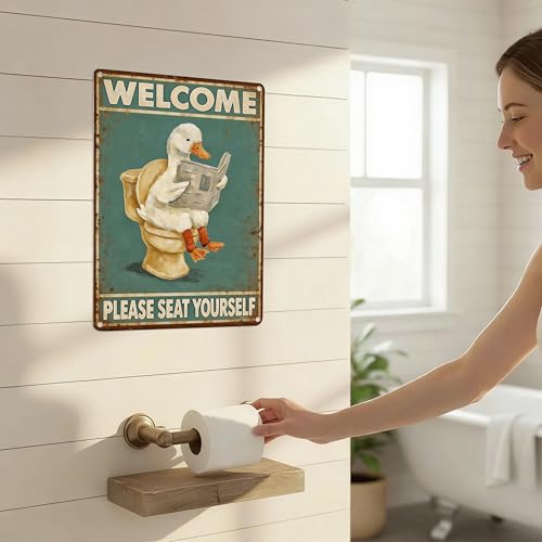 Welcome Please Seat Yourself Funny Goose Metal Sign 8×12 Inch - color: Bathroom C, size: 8*12inch