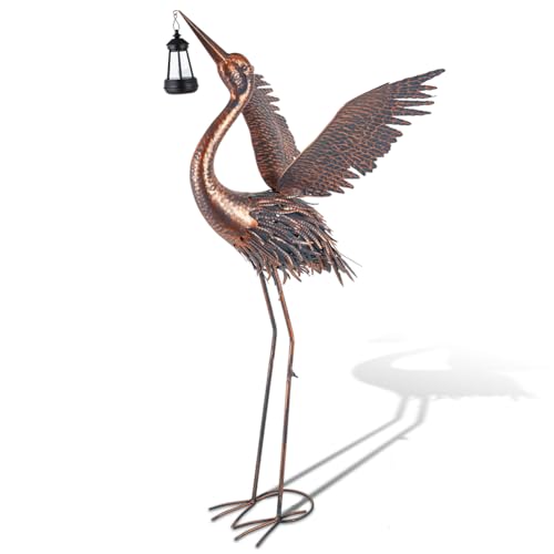 43" Crane Garden Statues with Solar Ligh for Outside - color: 43 Inch Black With Solar Light