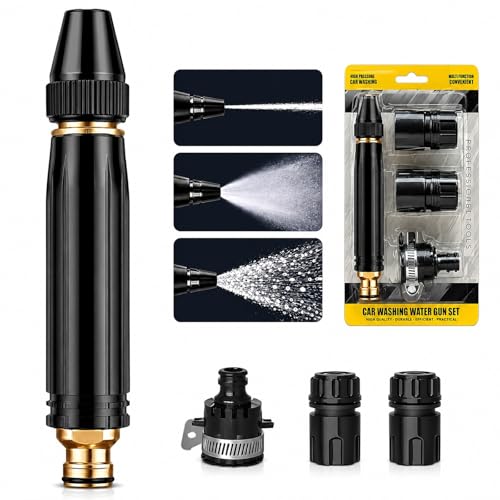 High Pressure Hose Nozzle, Full Metal Hose Sprayer with Adjustable Spray