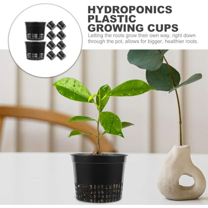 UPKOCH Hydroponic Net Pots, Black Plastic Growing Cups, 10 Pack
