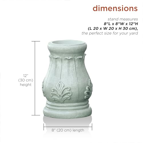 Alpine Corporation 12" Tall Indoor/Outdoor Roman Column Gazing Globe Display Stand - size: 8"L x 8"W x 12"H (1 Unit)