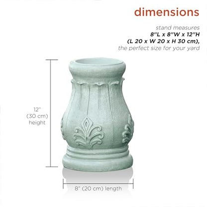 Alpine Corporation 12" Tall Indoor/Outdoor Roman Column Gazing Globe Display Stand - size: 8"L x 8"W x 12"H (1 Unit)