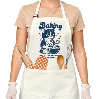 Sourdough Apron Gifts for Bakers, Adjustable Apron, Gifts for Bread Bakers, Perfect for Baking Cooking - color: Funny Cat-3