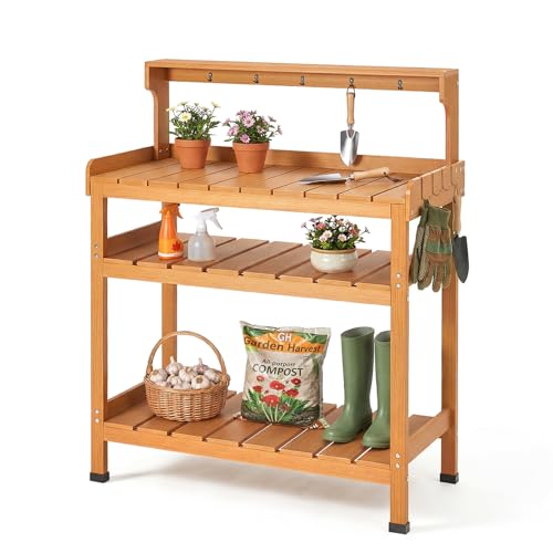 Frogprin Potting Bench Table, Extra-Large Outdoor Garden Potting Bench-HDPS
