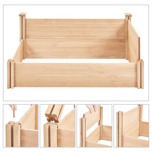 Yaheetech Wooden Raised Garden Bed Outdoor Planter Box, Wood - color: Natural Wood, size: 8ft x 4ft