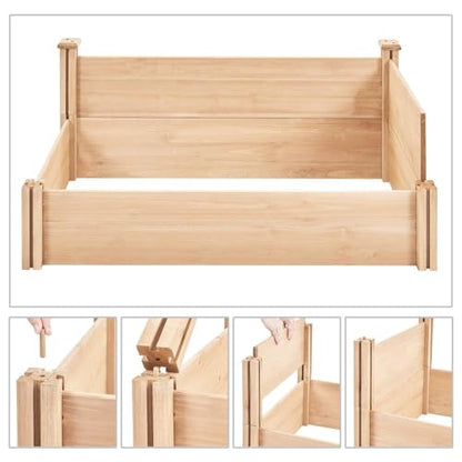 Yaheetech Wooden Raised Garden Bed Outdoor Planter Box, Wood - color: Natural Wood, size: 8ft x 4ft