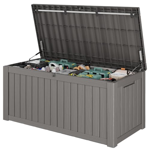 Outdoor Storage Waterproof Deck Box for Patio (150 Gallon, Grey) - color: Grey, size: 150 Gallon