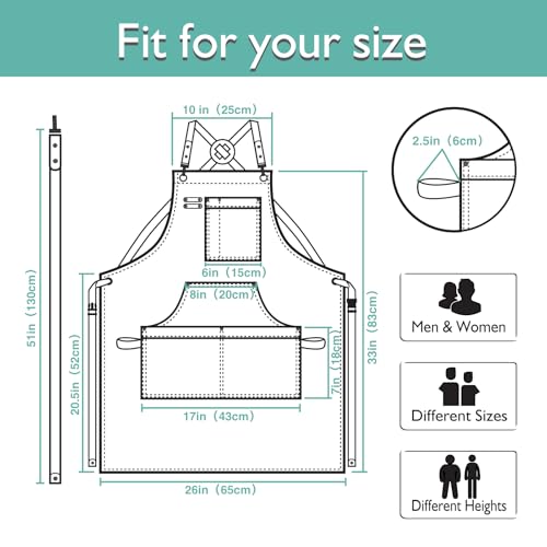 Kitchen Apron, Work Apron, Canvas Apron, Ice Blue - color: Ice Blue