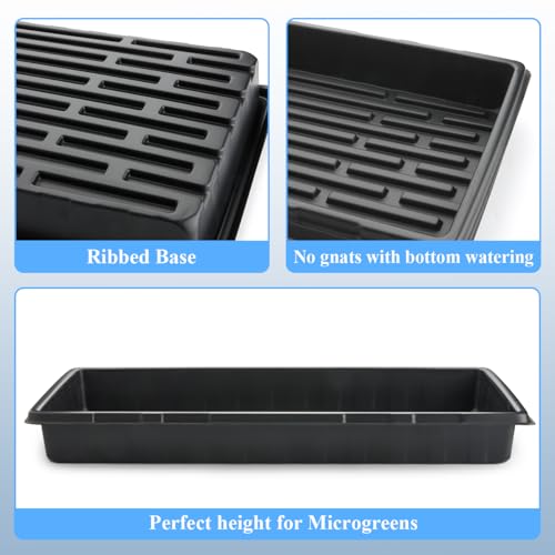 50-Pack Heavy-Duty 1020 Seed Trays No Holes, Thick Plastic Plant Flats - color: Black, size: 50-Pack No-Hole 1020 Trays