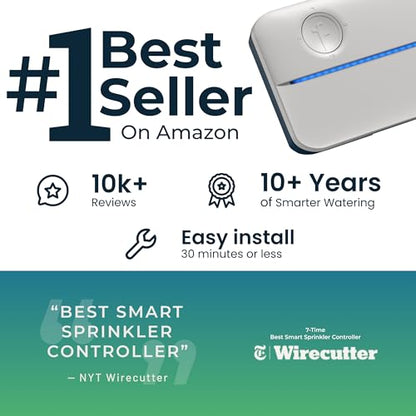 Rachio 3: 8 Zone Smart Sprinkler Controller (Simple Automated Scheduling + Local Weather Intelligence. Save Water w/ Rain, Freeze & Wind Skip), App Enabled, Works w/ Alexa, Fast & Easy Install - size: 8 Zone (3rd Generation)