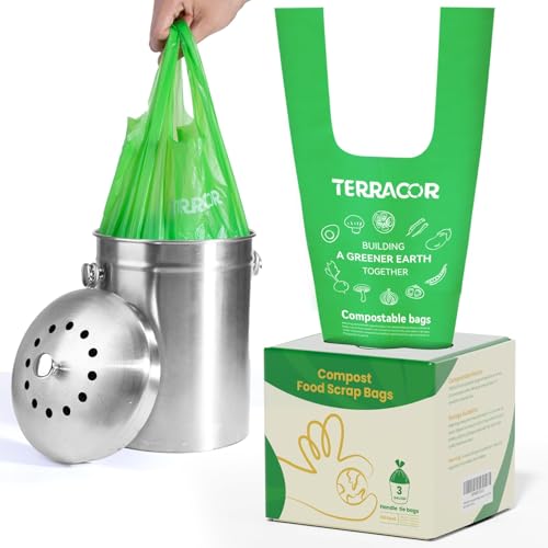Compost Bags, Handle Tie Food Scrap Bags 3 Gallon,100 Count,Certified by BPI and ASTM D6400, Kitchen Compost Bin Compatible - color: 3gallon,100count