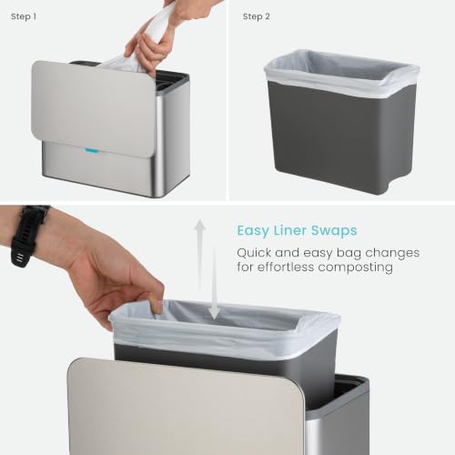 Home Zone Living Kitchen Compost Bin with CleanAura Odor Control