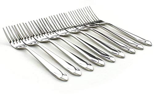 Stainless Steel Heavy Duty Flatware Forks Set of 8 Diamond Pattern