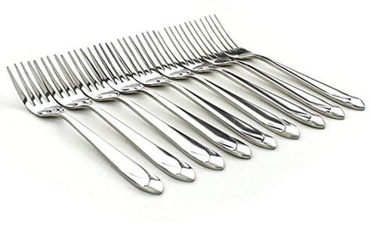 Stainless Steel Heavy Duty Flatware Forks Set of 8 Diamond Pattern