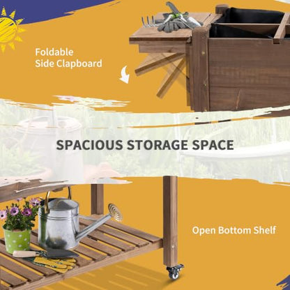Outsunny Wooden Raised Garden Bed with 8 Grow Grids 49"x21"x34", Brown - color: Brown