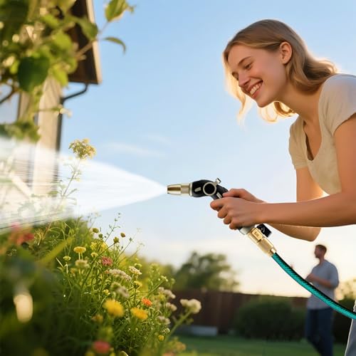 RESTMO Garden Hose Nozzle, Heavy Duty Water Hose Sprayer Nozzle, Black - color: Bronze, size: 4 Watering Patterns