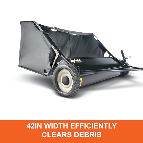 Agri-Fab 42 In Tow-Behind Lawn Sweeper with 12 Cu Ft Hopper Bag, Adjustable Brush Height and Easy Dump Rope - style: 42" Tow-Behind Lawn Sweeper