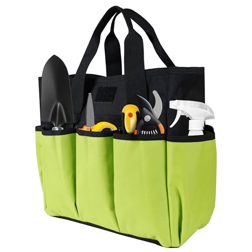 Portable Gardening Tool Tote Bag Organizer with 16 Pockets & Handle - color: Green