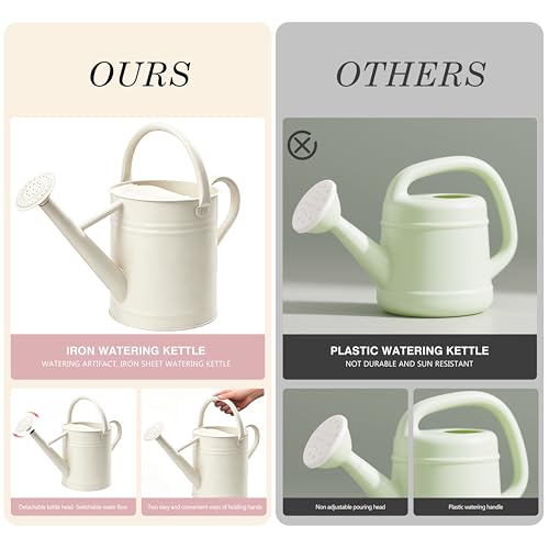 Metal Watering Can for Outdoor Plants, Watering Can 1 Gallon,Cream White - color: Cream White