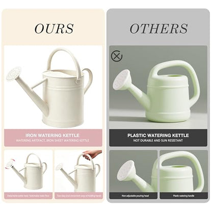 Metal Watering Can for Outdoor Plants, Watering Can 1 Gallon,Cream White - color: Cream White