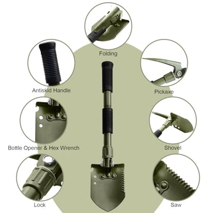 Folding Camping Shovel, Carbon Steel Multi-Tool Survival Shovel for Outdoor, Emergency, Hiking, Car Off-Road (2-Pack) - color: 2-Pack