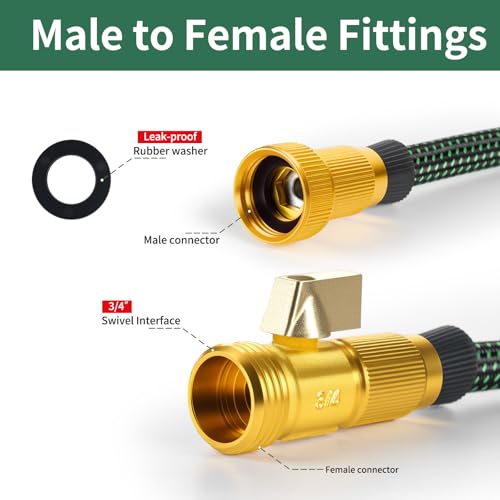 Garden Hose 50 FT,Non-Expanding,10 Functional Nozzles,Garden Hose Anti-Kink - size: 50ft