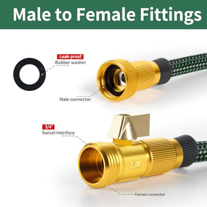 Garden Hose 50 FT,Non-Expanding,10 Functional Nozzles,Garden Hose Anti-Kink - size: 50ft