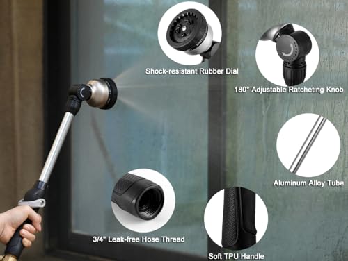 ESOW Watering Wand for Garden, 16 Inch, 9 Patterns, 180° Swivel