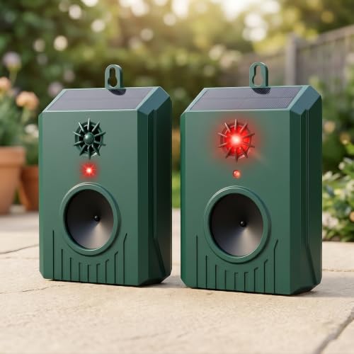 2026 Solar Bird Repellent Devices, Ultrasonic Pigeon Repeller Outdoor Bird Deterrent for Goose, Duck, Woodpecker, Garden, Patio, Balcony, Pool, Yard and Roof, 2 Pack