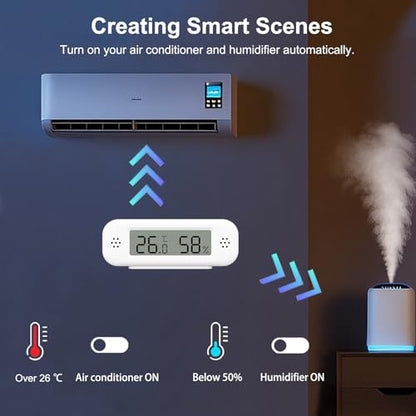 Smart Digital Thermometer Hygrometer, WiFi Indoor Temperature Humidity Sensor with App Alerts, Mini Room Temperature Meter with Data Storage and Export, Compatible with Alexa. 1PCS - style: 1PCS