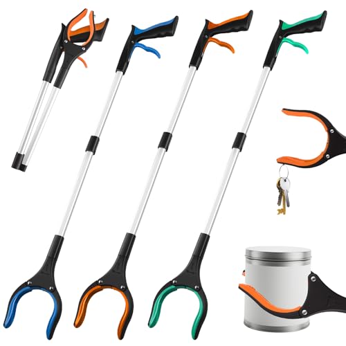 Grabber Reacher Tool,3-Pack 32" Foldable Reacher Grabber Pickup Tool with 360° Rotating Jaw & Magnetic Tip, GarbageTrash Picker Upper Grabber,Lightweight Grabbers for Seniors/Elderly