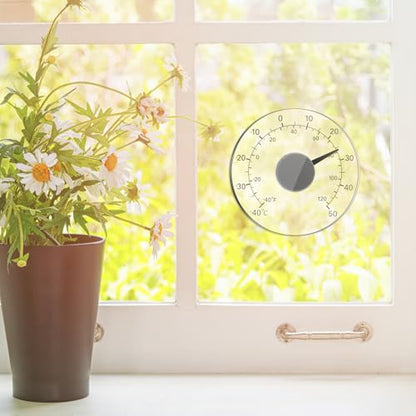 2 Pcs Outdoor Window Thermometer Stick on Dial No Battery 4.3in