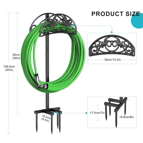 Keten Garden Hose Holder, Detachable Metal, Heavy Duty Freestanding Outside
